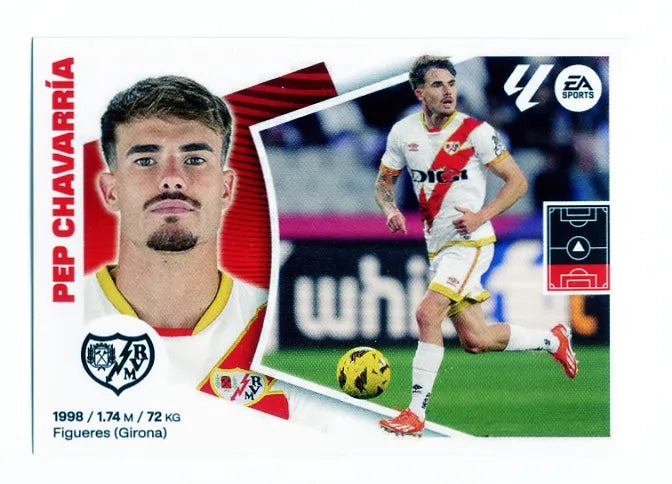 Liga Este-2024-25-Panini-Cromo Trading Card Fútbol- Pep Chavarria- Rayo Vallecano-10-Básico
