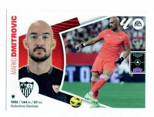 Liga Este-2024-25-Panini-Cromo Trading Card Fútbol- Dmitrovic- Sevilla-4-Básico
