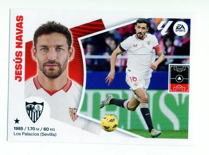 Liga Este-2024-25-Panini-Cromo Trading Card Fútbol- Jesús Navas- Sevilla-6-Básico