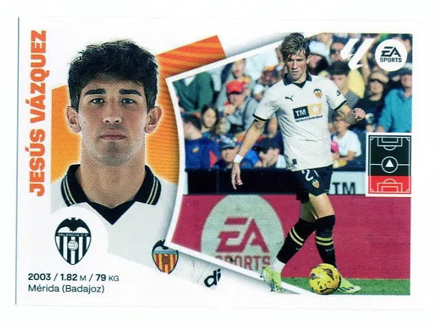 Liga Este-2024-25-Panini-Cromo Trading Card Fútbol- Jesús Vázquez- Valencia-9B-Básico