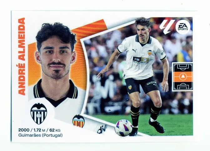 Liga Este-2024-25-Panini-Cromo Trading Card Fútbol- André Almeida- Valencia-14-Básico