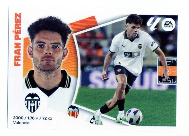 Liga Este-2024-25-Panini-Cromo Trading Card Fútbol- Fran Pérez- Valencia-16-Básico