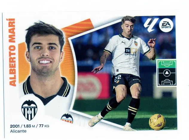 Liga Este-2024-25-Panini-Cromo Trading Card Fútbol- Alberto Marí- Valencia-19-Básico