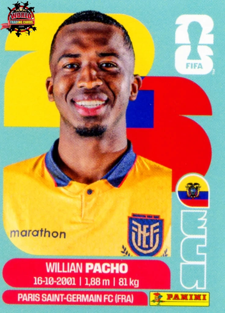Soccer Trading Card-Willian Pacho-Ecuador-Panini Fifa World Cup
