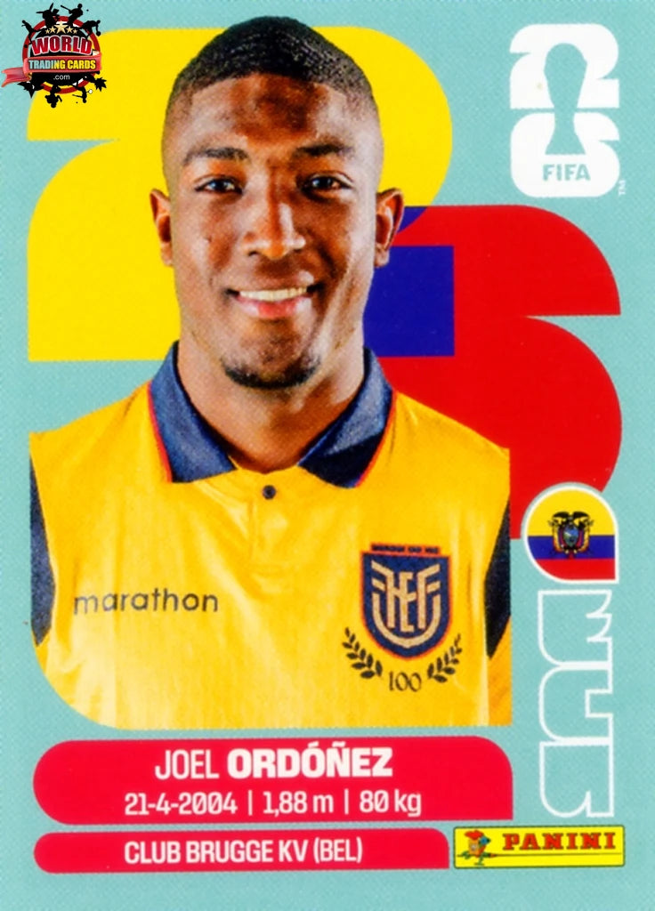 #ECU008 | Panini | Fifa World Cup Stickers | 2026 | Joel Ordóñez | Ecuador | Base - International version