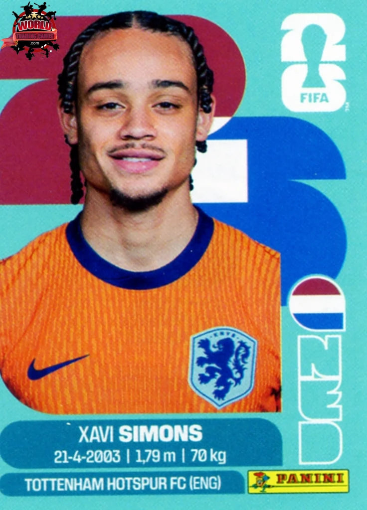 Soccer Trading Card-Xavi Simons-Netherlands-Panini Fifa World Cup