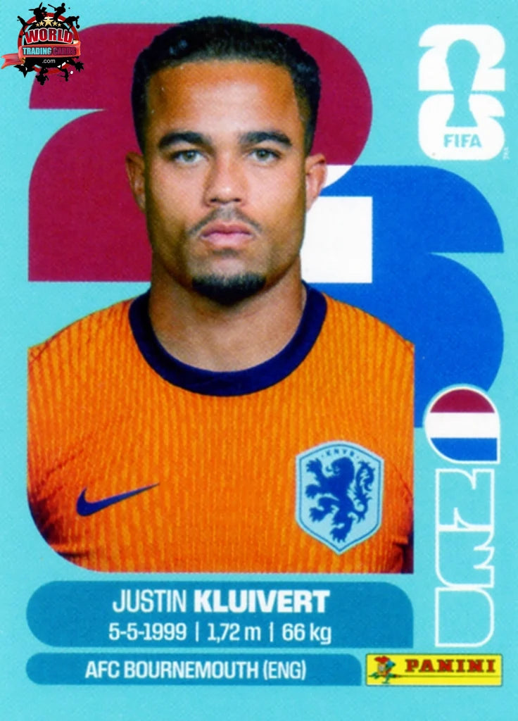 #NED016 | Panini | Fifa World Cup Stickers | 2026 | Justin Kluivert | Netherlands | Base - International version