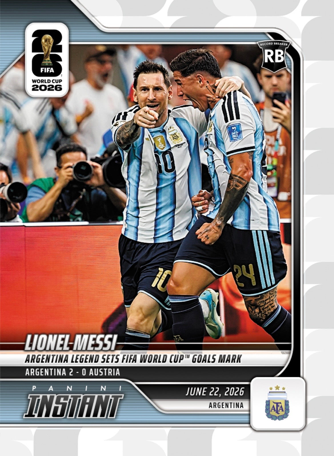 PIWC088 | Panini | FIFA World Cup | 2026 | PANINI INSTANT | Lionel Messi | Base | Exclusive USA | Limited Editions | PREORDEN | ENVÍO 40 días aproximadamente desde la fecha de compra.