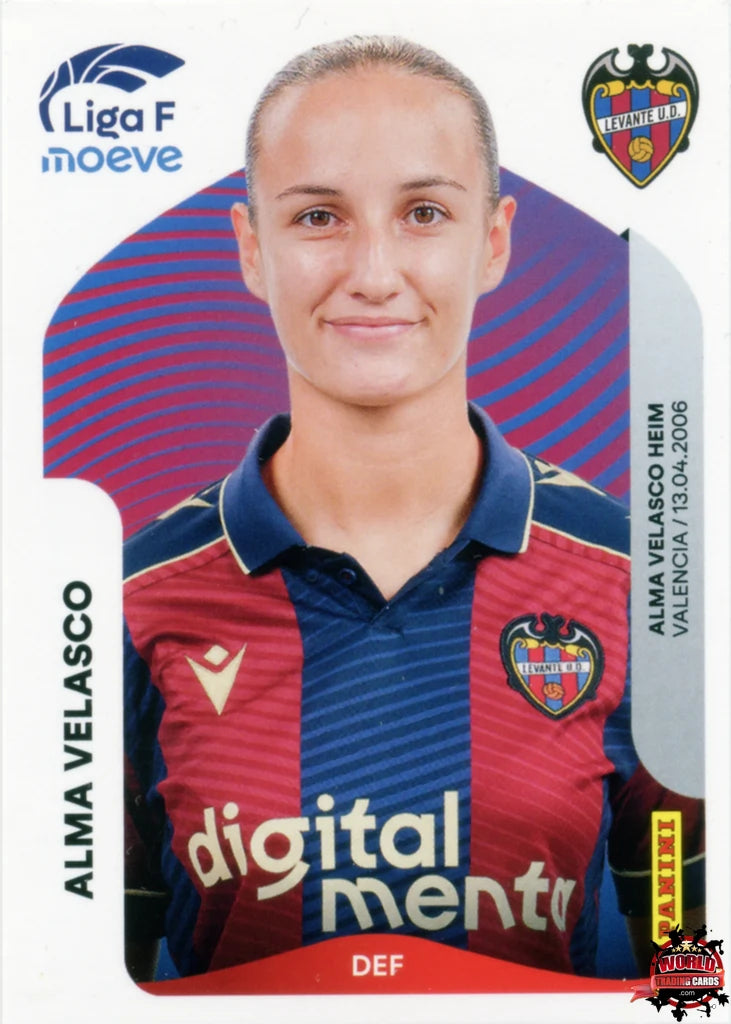 Cromo Trading Card Fútbol-Alma Velasco-Levante UD-Panini Liga F Moeve 2025-2026-229-Basico