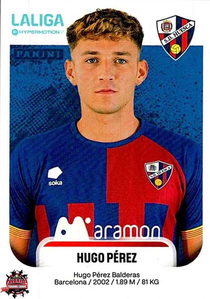 Cromo Trading Card Fútbol-Hugo Pérez-SD Huesca-Panini La Liga HypermotionV 2025-2026-237B-Basico