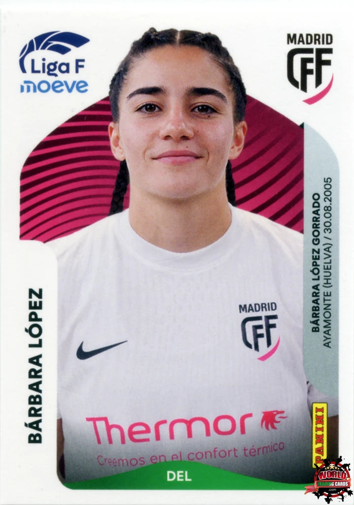 Cromo Trading Card Fútbol-Bárbara López-Madrid CFF-Panini Liga F Moeve 2025-2026-259-Basico