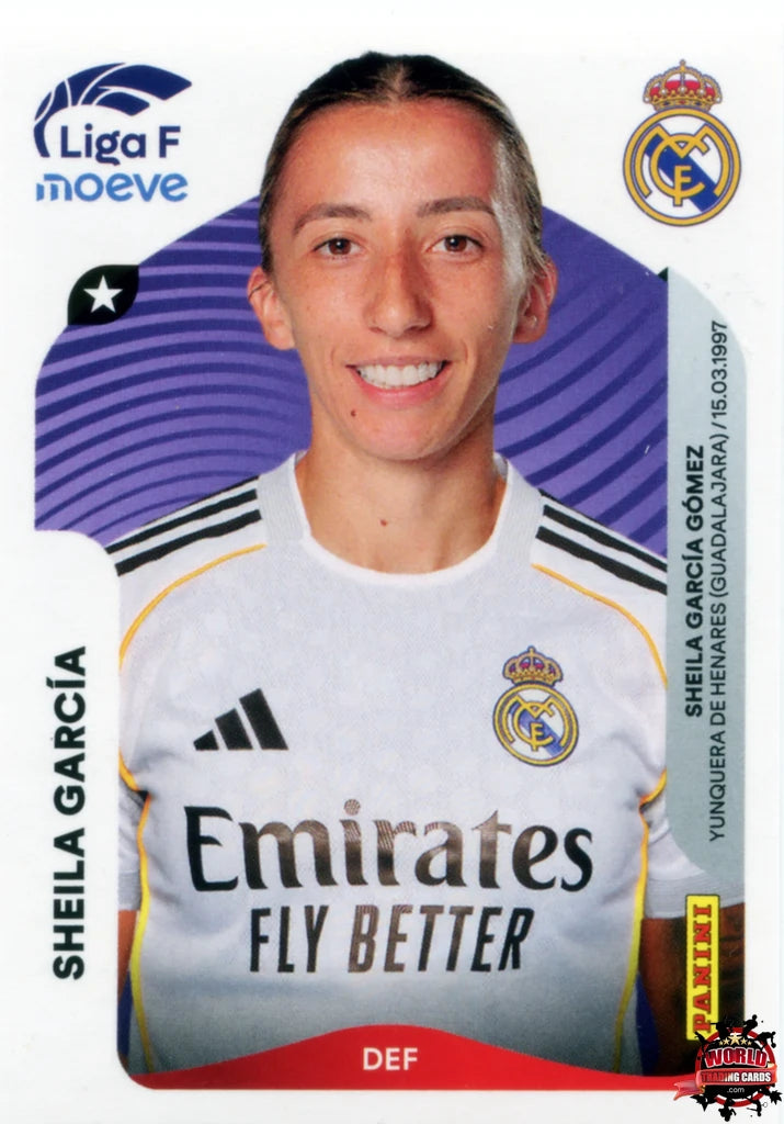 Cromo Trading Card Fútbol-Sheila García-Real Madrid-Panini Liga F Moeve 2025-2026-266 A -Basico