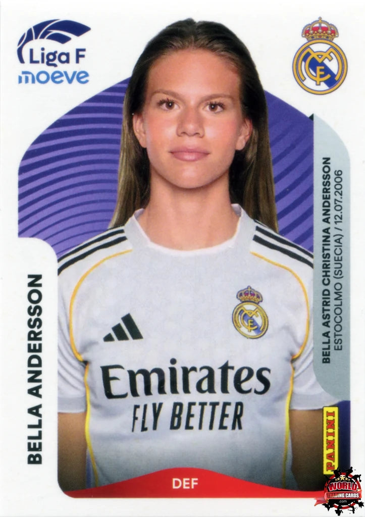 Cromo Trading Card Fútbol-Bella Andersson-Real Madrid-Panini Liga F Moeve 2025-2026-267 B -Basico