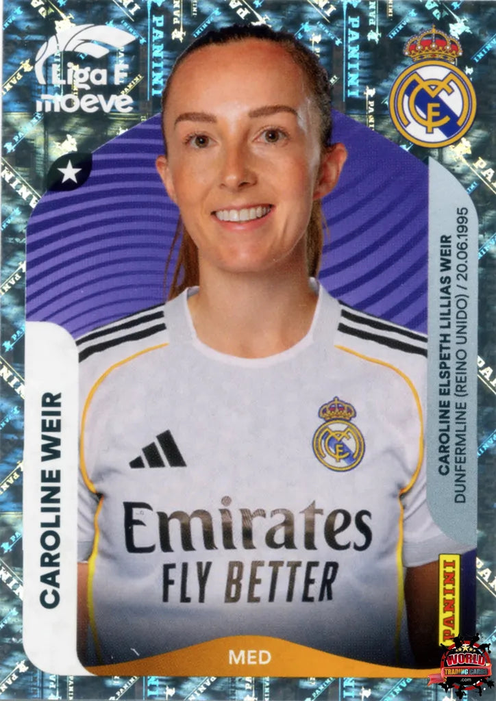 Cromo Trading Card Fútbol-Caroline Weir-Real Madrid-Panini Liga F Moeve 2025-2026-276-Brillante