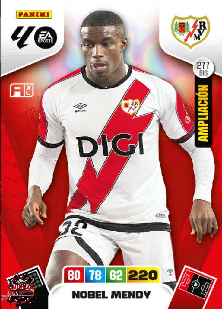 #277 Bis | Adrenalyn XL | La Liga | 2025-2026 | Nobel Mendy | Rayo Vallecano | Ampliacion