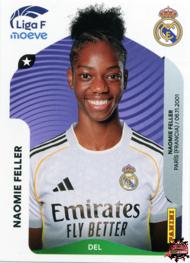 Cromo Trading Card Fútbol-Naomie Feller-Real Madrid-Panini Liga F Moeve 2025-2026-279 B -Basico