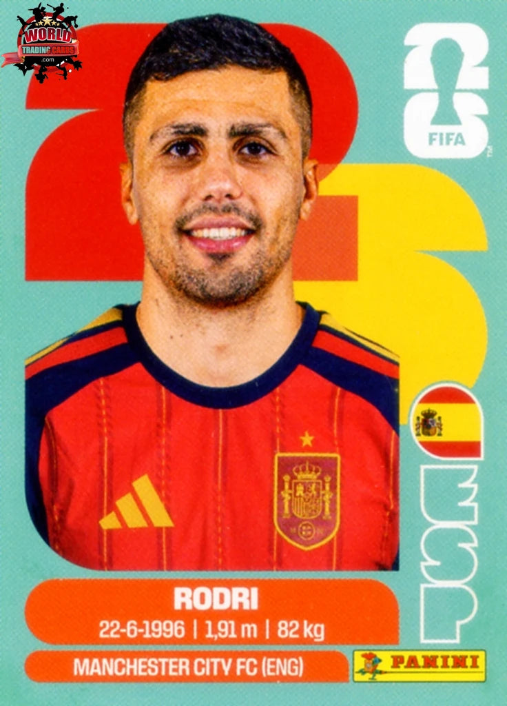 Trading Card Soccer-Rodri-Spain-Panini Fifa World Cup Stickers