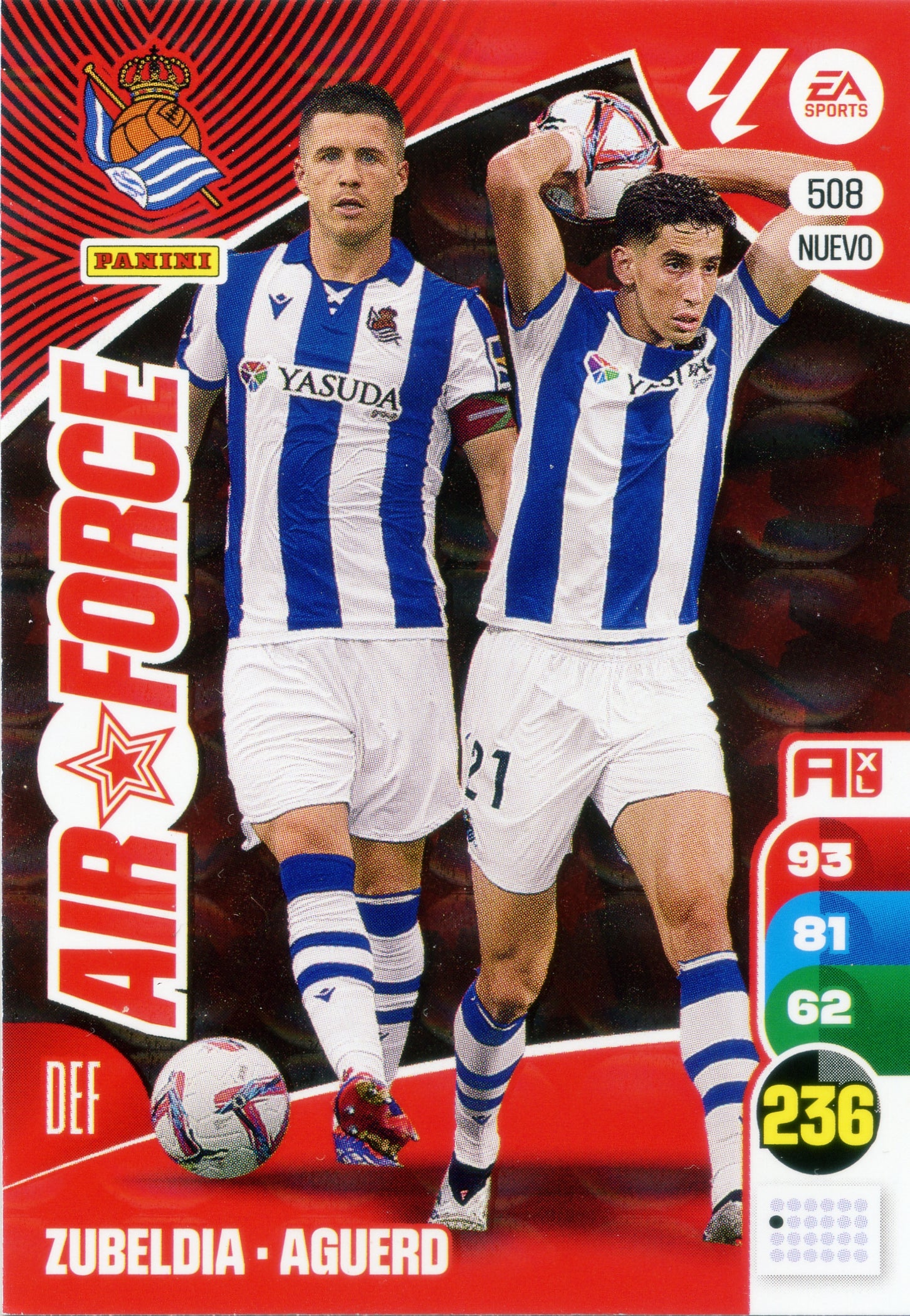 Zubeldia / Aguerd - Panini Adrenalyn XL La Liga 2024/2025 - #508 NUEVO - Real Sociedad - Air Force