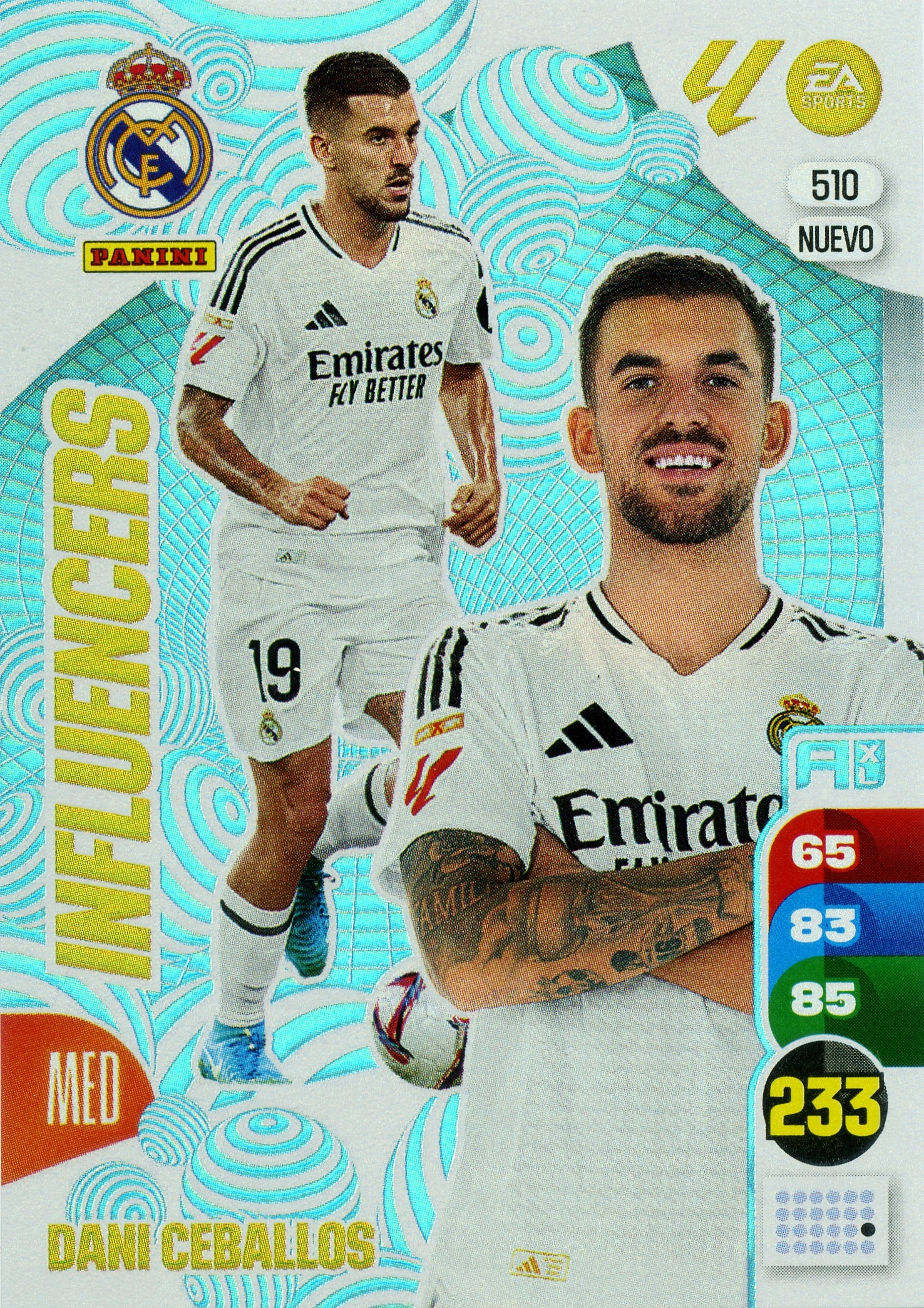 Dani Ceballos - Panini Adrenalyn XL La Liga 2024/2025 - #510 NUEVO -. Real Madrid - Influencers