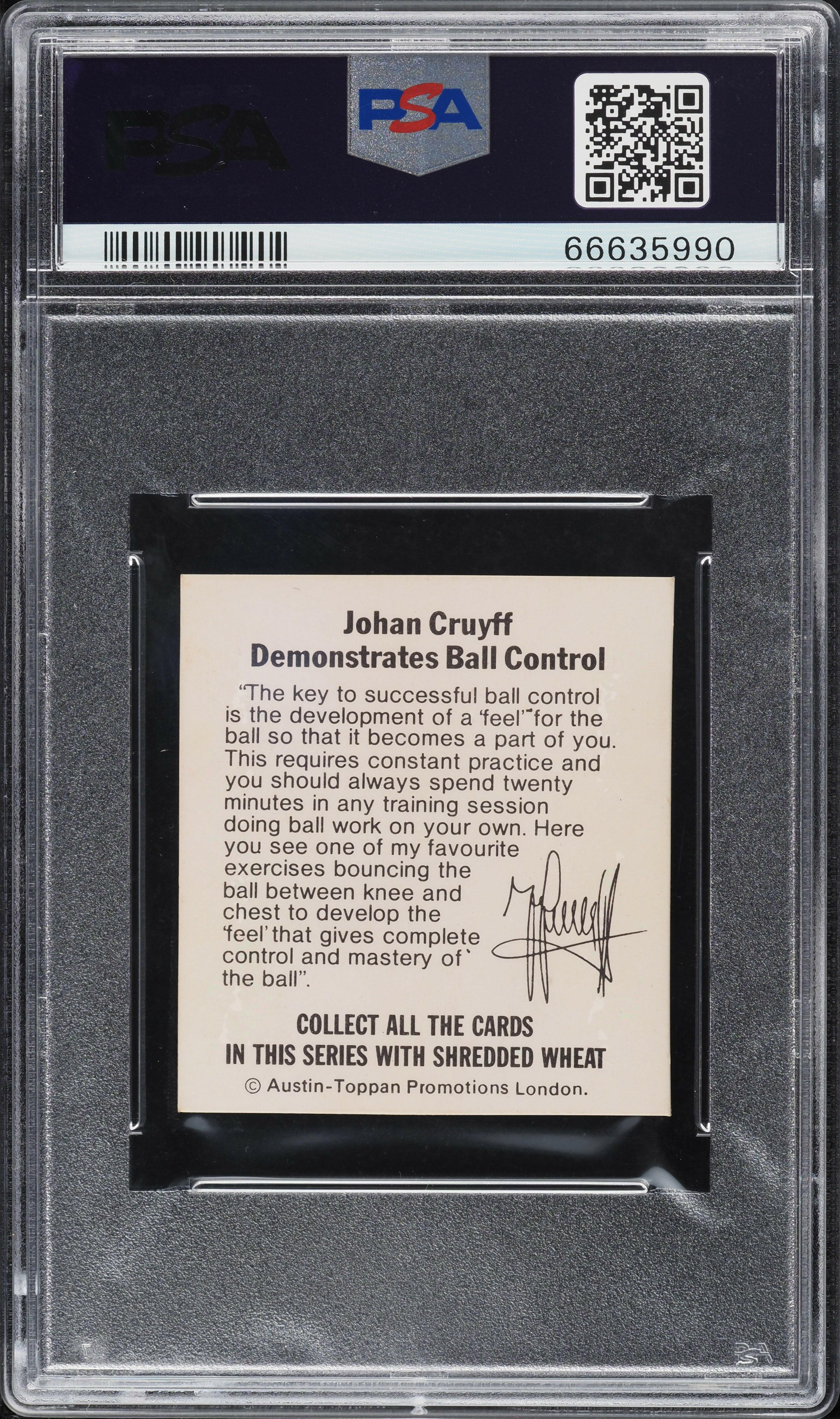 Johan Cruyff - 1975 - Nabisco Shrded Wheat - NAB - 17 - Ball Control - Barcelona - PSA 6 EX-MT - World Trading Cards - Tarjeta Fútbol - Cromo Graded