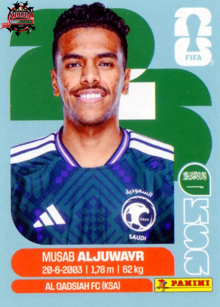 #KSA009 | Panini | Fifa World Cup Stickers | 2026 | Musab Aljuwayr | Saudi Arabia | Base - International version