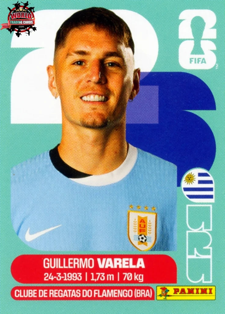 #URU008 | Panini | FIFA World Cup Stickers | 2026 | Guillermo Varela | Uruguay | Base