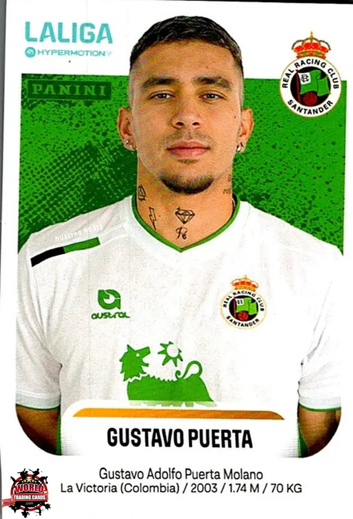Cromo Trading Card Fútbol-Gustavo Puerta-Real Racing Club-Panini La Liga HypermotionV 2025-2026-336-Basico