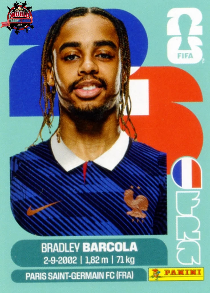 #FRA016 | Panini | Fifa World Cup Stickers | 2026 | Bradley Barcola | France | Base