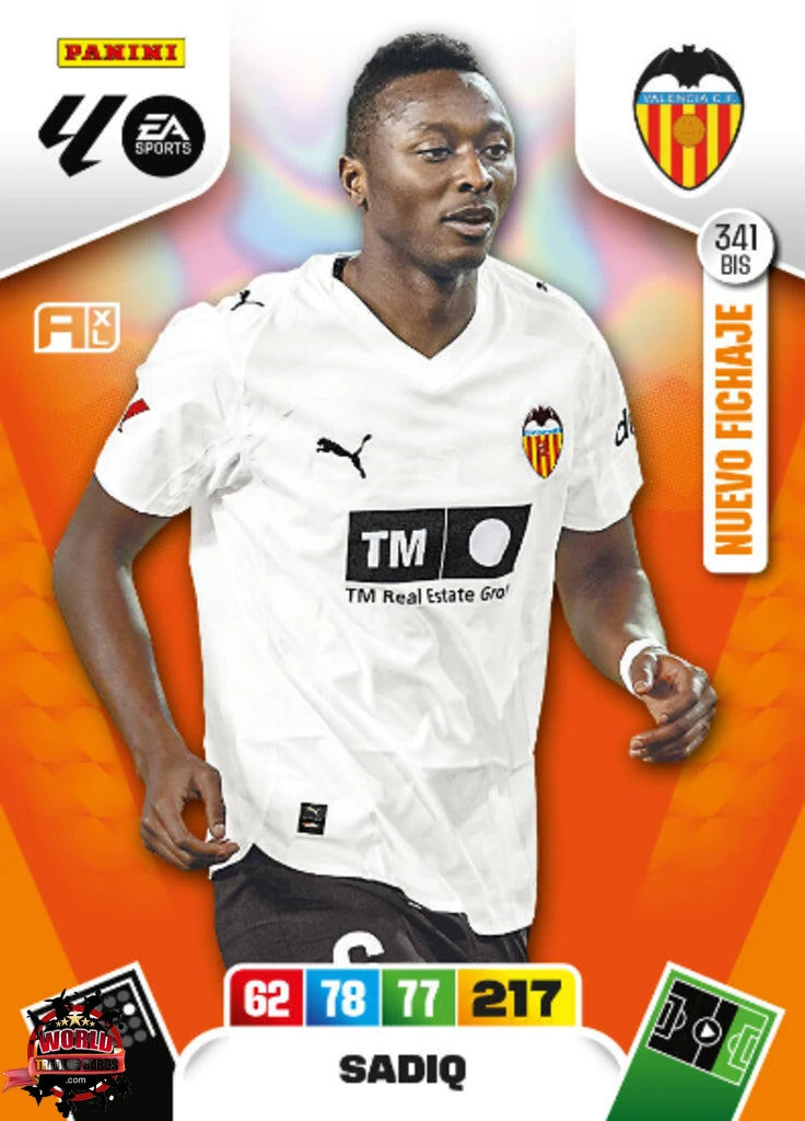 #341 Bis | Adrenalyn XL | La Liga | 2025-2026 | Sadiq | Valencia CF | Nuevo Fichaje