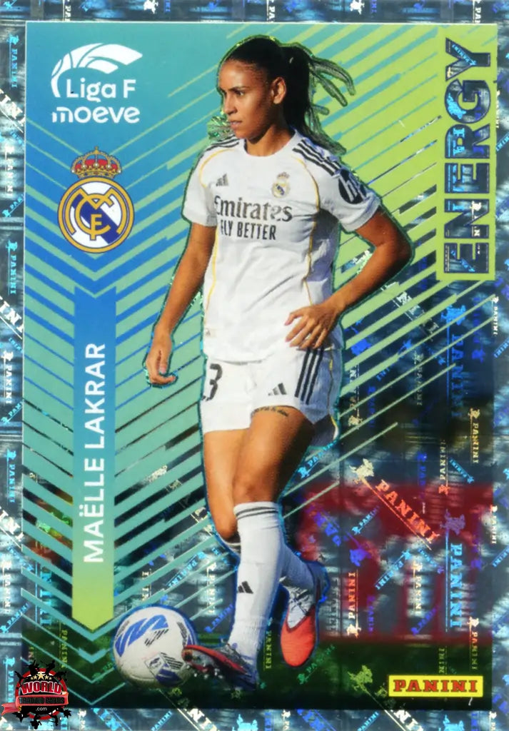 Cromo Trading Card Fútbol-Maëlle Lakrar-Real Madrid-Panini Liga F Moeve 2025-2026-346-Energy Moeve