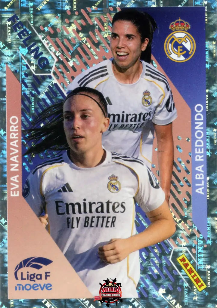 Cromo Trading Card Fútbol-Eva Navarro / Alba Redondo-Real Madrid-Panini Liga F Moeve 2025-2026-366-Feeling