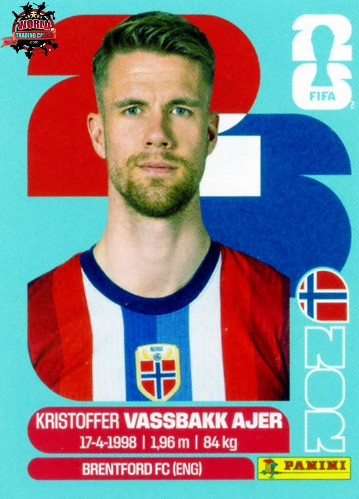#NOR005 | Panini | Fifa World Cup Stickers | 2026 | Kristoffer Vassbakk Ajer | Norway | Base - International version