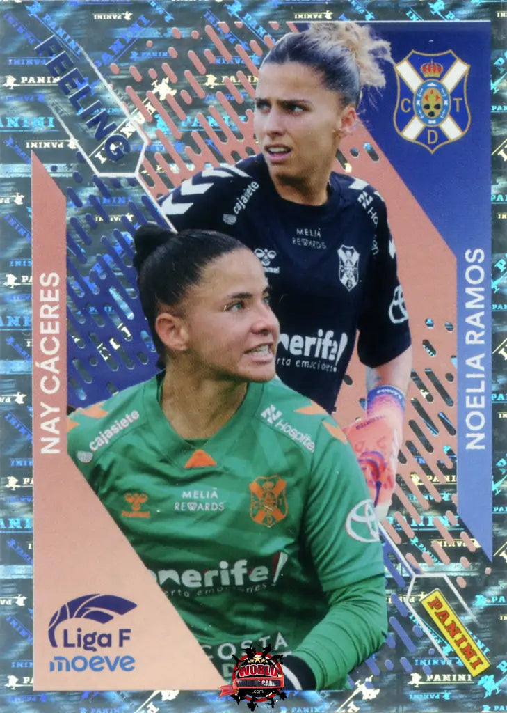 Cromo Trading Card Fútbol-Noelia Ramos / Nay Cáceres-Costa Adeje Tenerife-Panini Liga F Moeve 2025-2026-370-Feeling