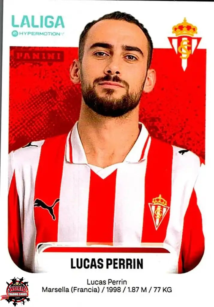 Cromo Trading Card Fútbol-Lucas Perrin-Real Sporting de Gijón-Panini La Liga HypermotionV 2025-2026-370-Basico