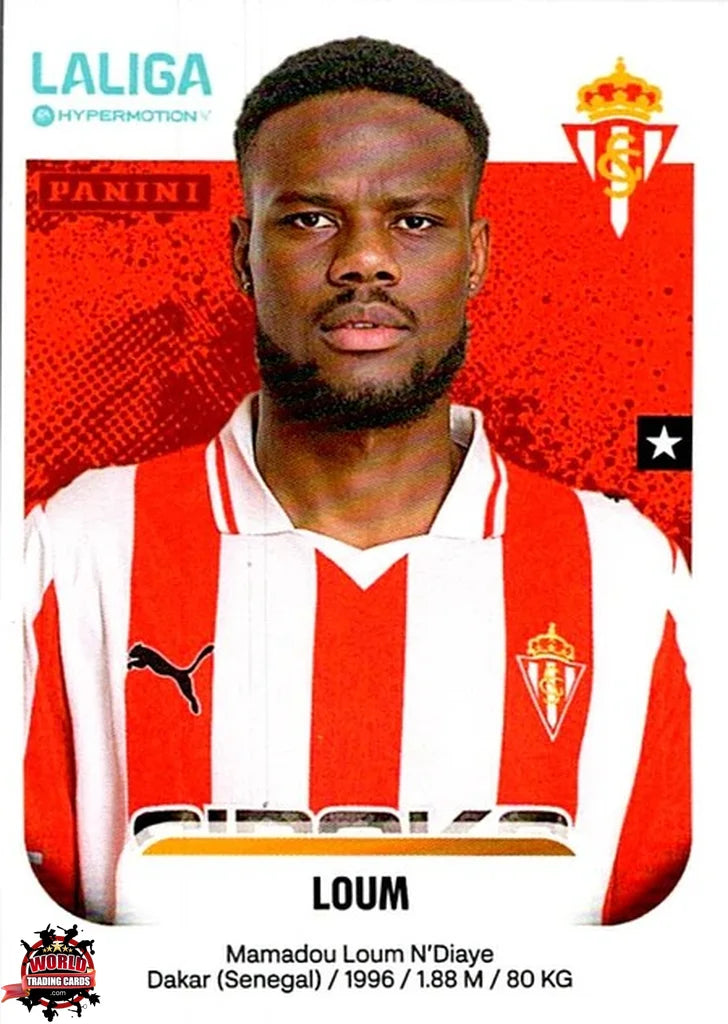 Cromo Trading Card Fútbol-Loum-Real Sporting de Gijón-Panini La Liga HypermotionV 2025-2026-374-Basico