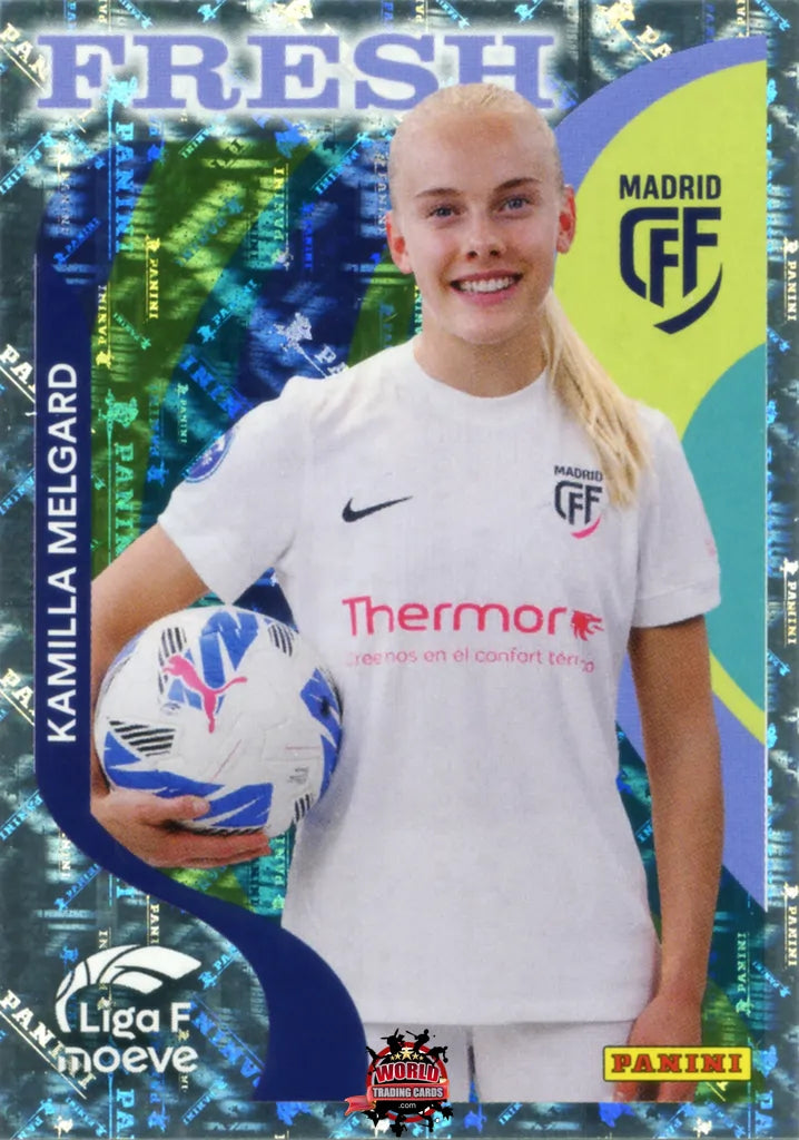 Cromo Trading Card Fútbol-Kamilla Melgard-Madrid CFF-Panini Liga F Moeve 2025-2026-377-Fresh