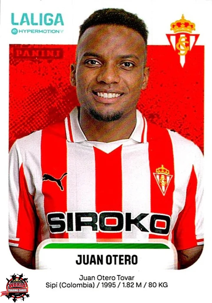 Cromo Trading Card Fútbol-Juan Otero-Real Sporting de Gijón-Panini La Liga HypermotionV 2025-2026-381-Basico