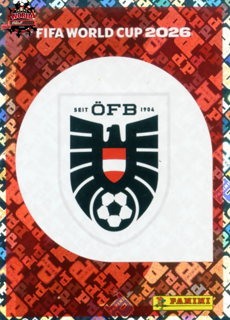 #AUT001 | Panini | Fifa World Cup Stickers | 2026 | Emblem | Austria | Foil