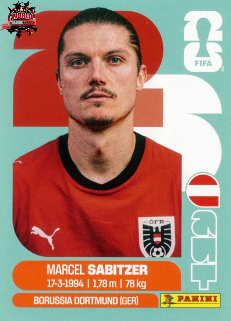 #AUT011 | Panini | Fifa World Cup Stickers | 2026 | Marcel Sabitzer | Austria | Base