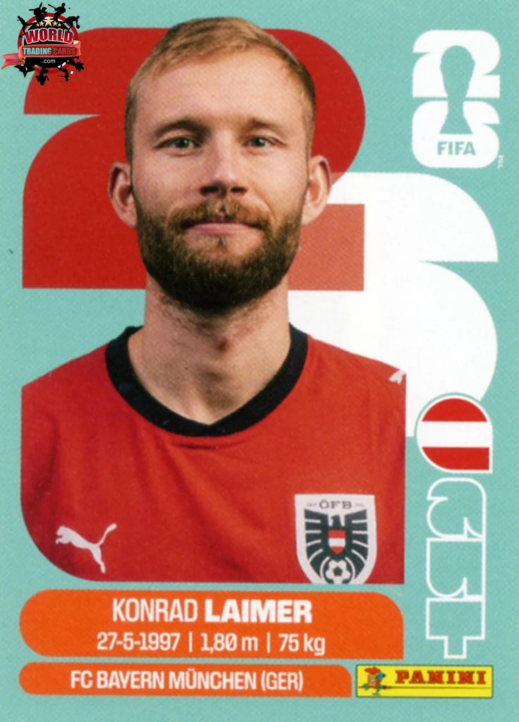#AUT012 | Panini | Fifa World Cup Stickers | 2026 | Konrad Laimer | Austria | Base
