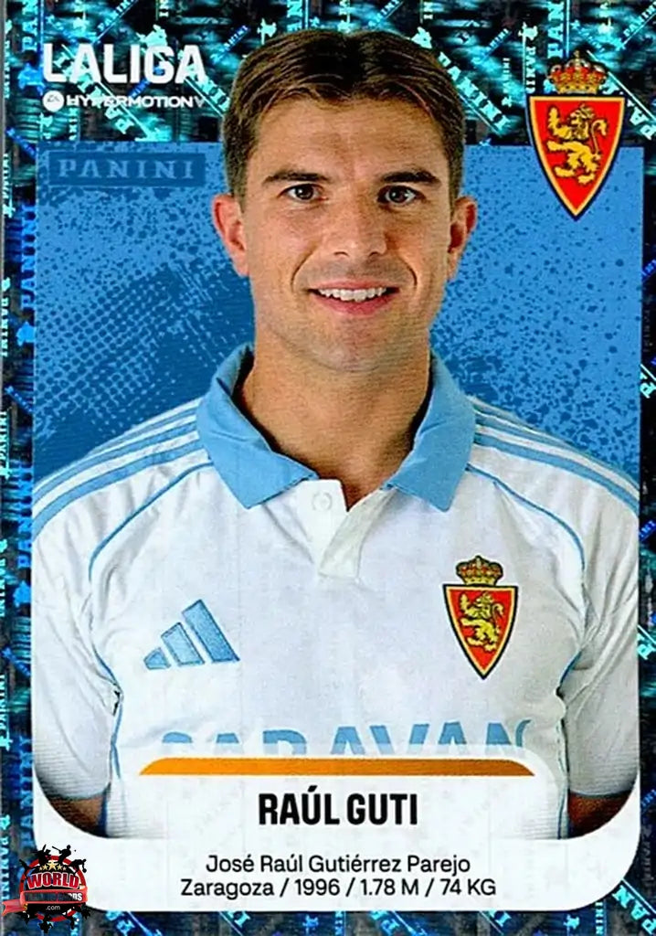 Cromo Trading Card Fútbol-Raúl Guti-Real Zaragoza-Panini La Liga HypermotionV 2025-2026-413-Brillante