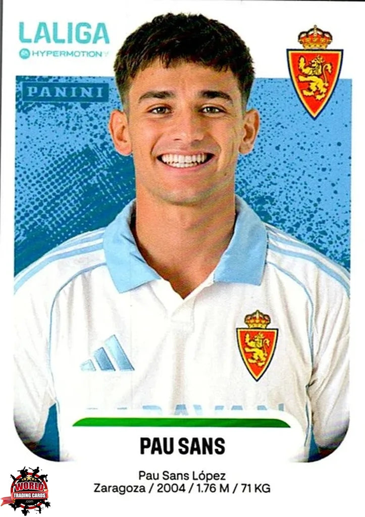 Cromo Trading Card Fútbol-Pau Sans-Real Zaragoza-Panini La Liga HypermotionV 2025-2026-415A-Basico