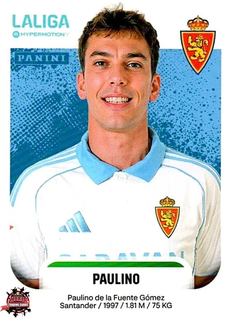 Cromo Trading Card Fútbol-Paulino-Real Zaragoza-Panini La Liga HypermotionV 2025-2026-415B-Basico