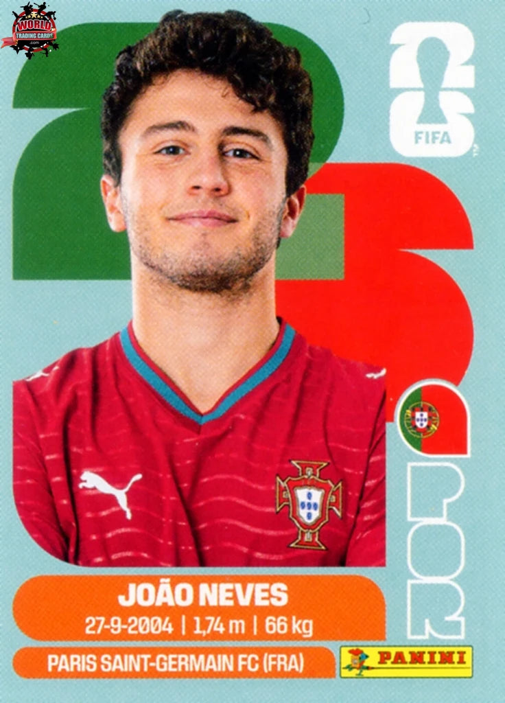 #POR014 | Panini | Fifa World Cup Stickers | 2026 | João Neves | Portugal | Base - International version