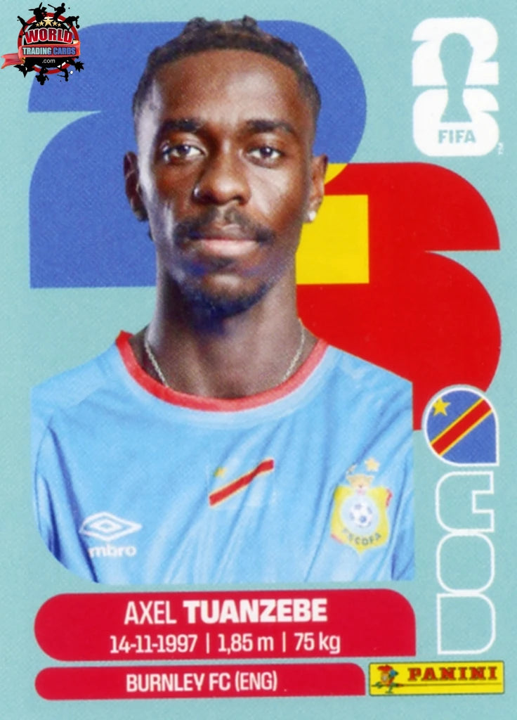 Trading Card Soccer-Axel Tuanzebe-DR Congo-Panini Fifa World Cup