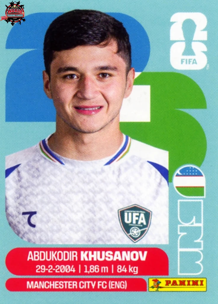 #UZB009 | Panini | Fifa World Cup Stickers | 2026 | Abdukodir Khusanov | Uzbekistan | Base - International version