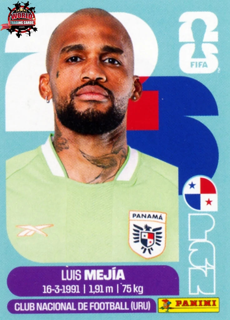 Chrome Trading Card Soccer-Luis Mejia-Panama-Panini Fifa World Cup
