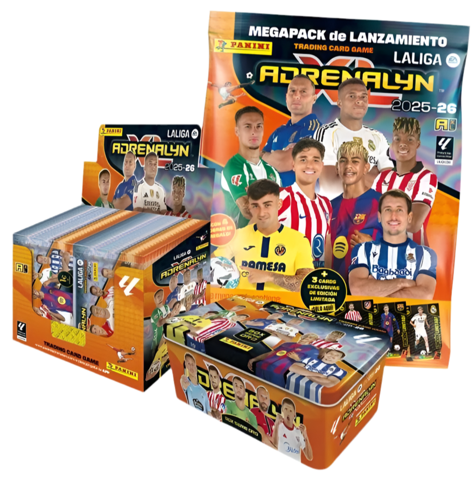 Adrenalyn XL LaLiga EA Sports 2025/26 - Tin Box + Megapack + Cajita 50 sobres - Colección Oficial Panini