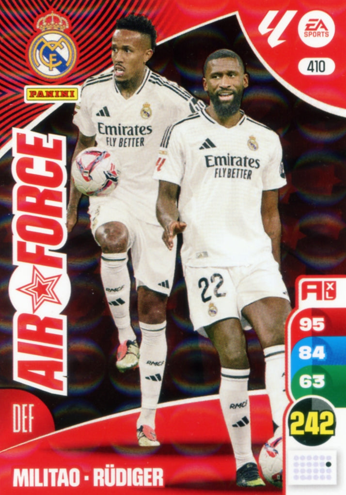 Panini Adrenalyn XL La Liga 2024/2025 - #410 - AIR FORCE - MILITAO / RÜDIGER - REAL MADRID - 1ª Edición, Cromo RAW