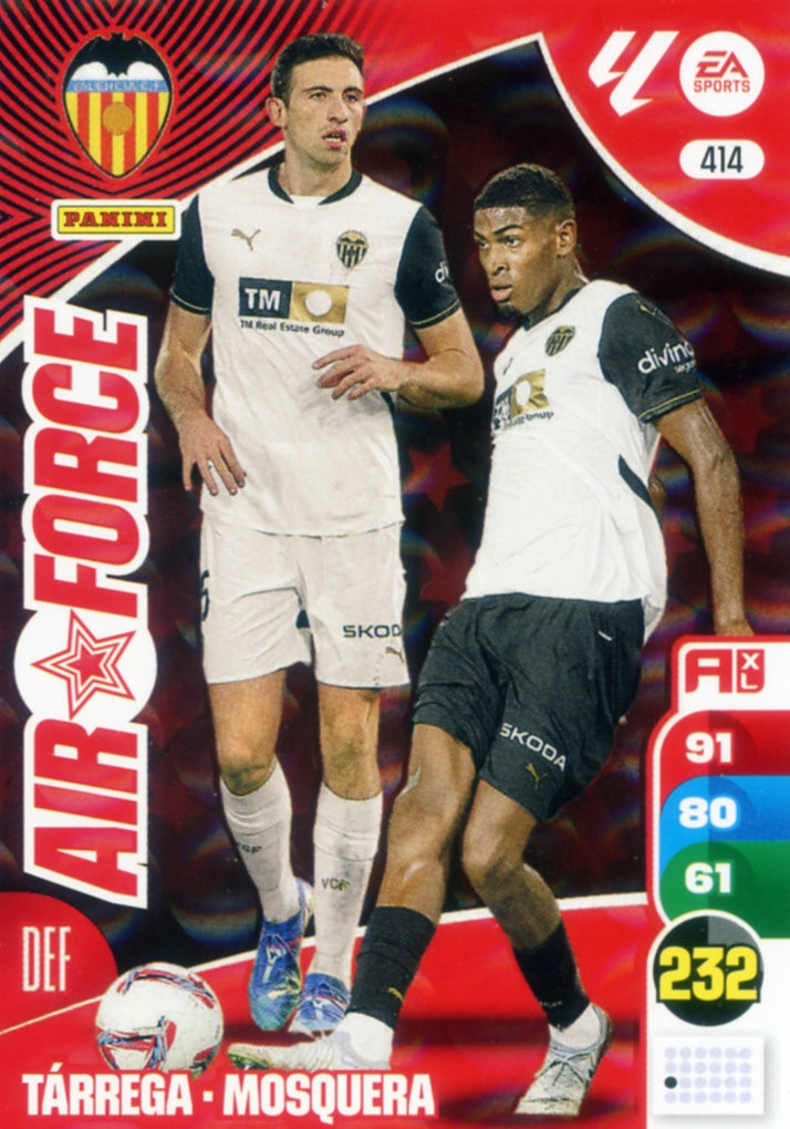 Panini Adrenalyn XL La Liga 2024/2025 - #414 - AIR FORCE - TÁRREGA / MOSQUERA - VALENCIA - 1ª Edición, Cromo RAW